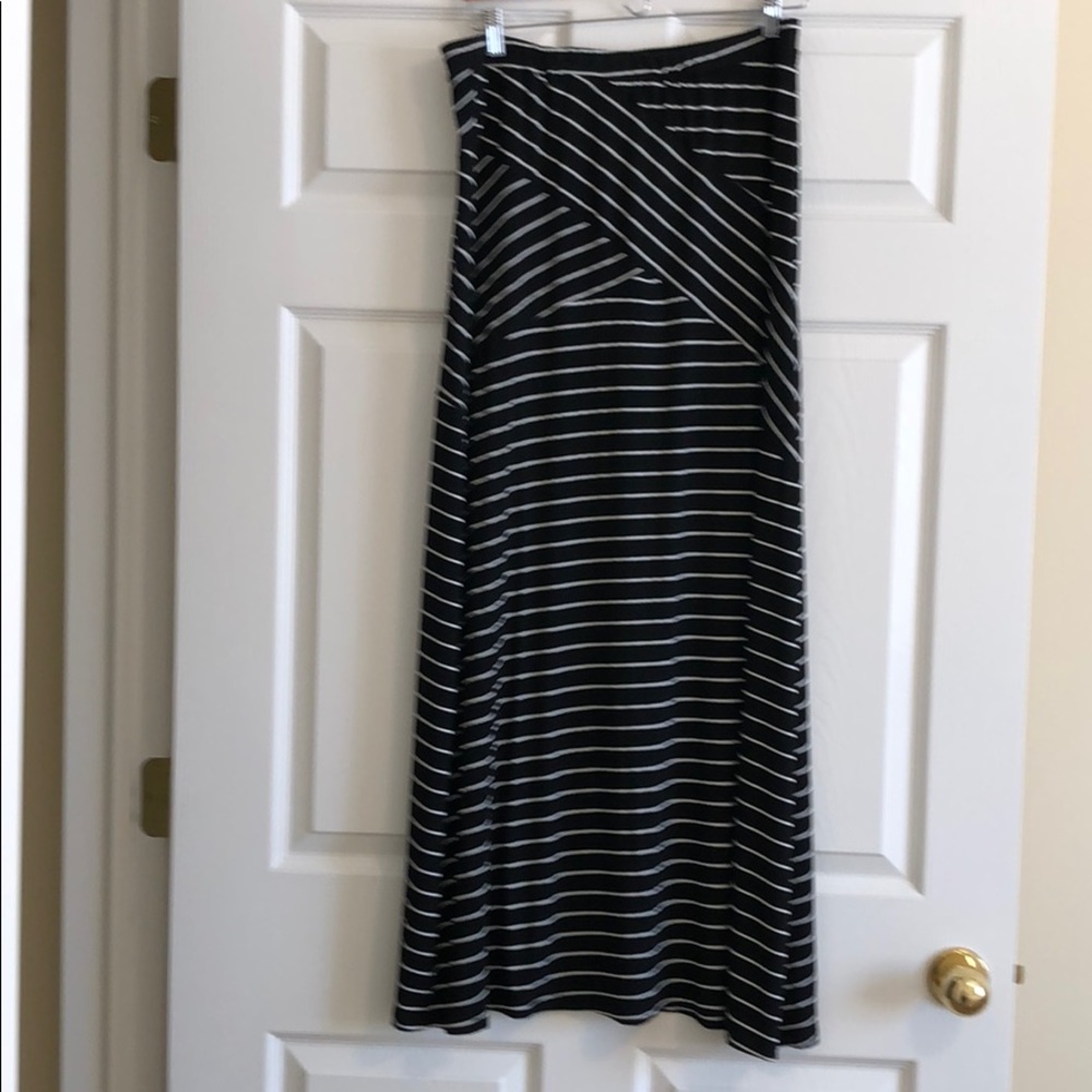 Black and white stripe maxi skirt
